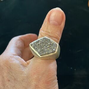 Drusy Sterling Ring 9 Milor Italy inscribed heavy well made ring Unisex